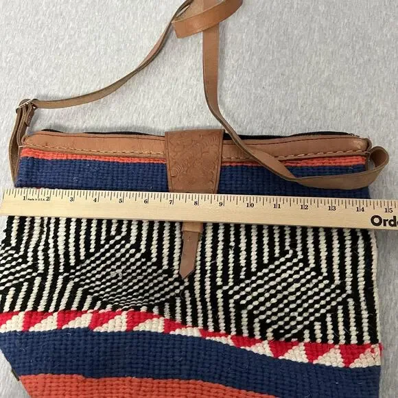 Woven Sisal Crossbody Shoulder Bag Womens Handmade Leather Strap Boho Southwest - Picture 11 of 12